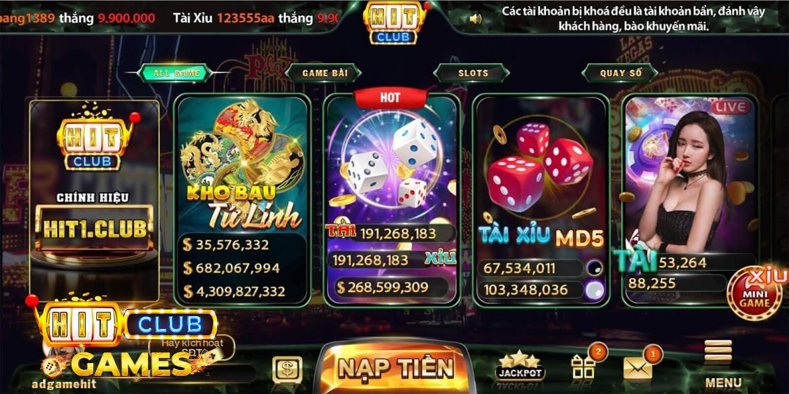 Hit Club - Cổng game đổi thưởng với giao diện game bắt mắt